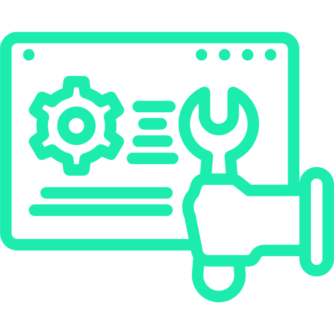 Wordpress Launch Icon - with cogs turning and a hand with a spanner